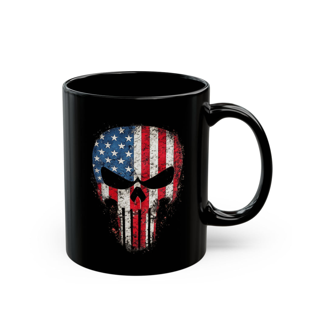 American Flag Punisher Skull Mug – Patriotic Skull Coffee Cup (11oz, 15oz)