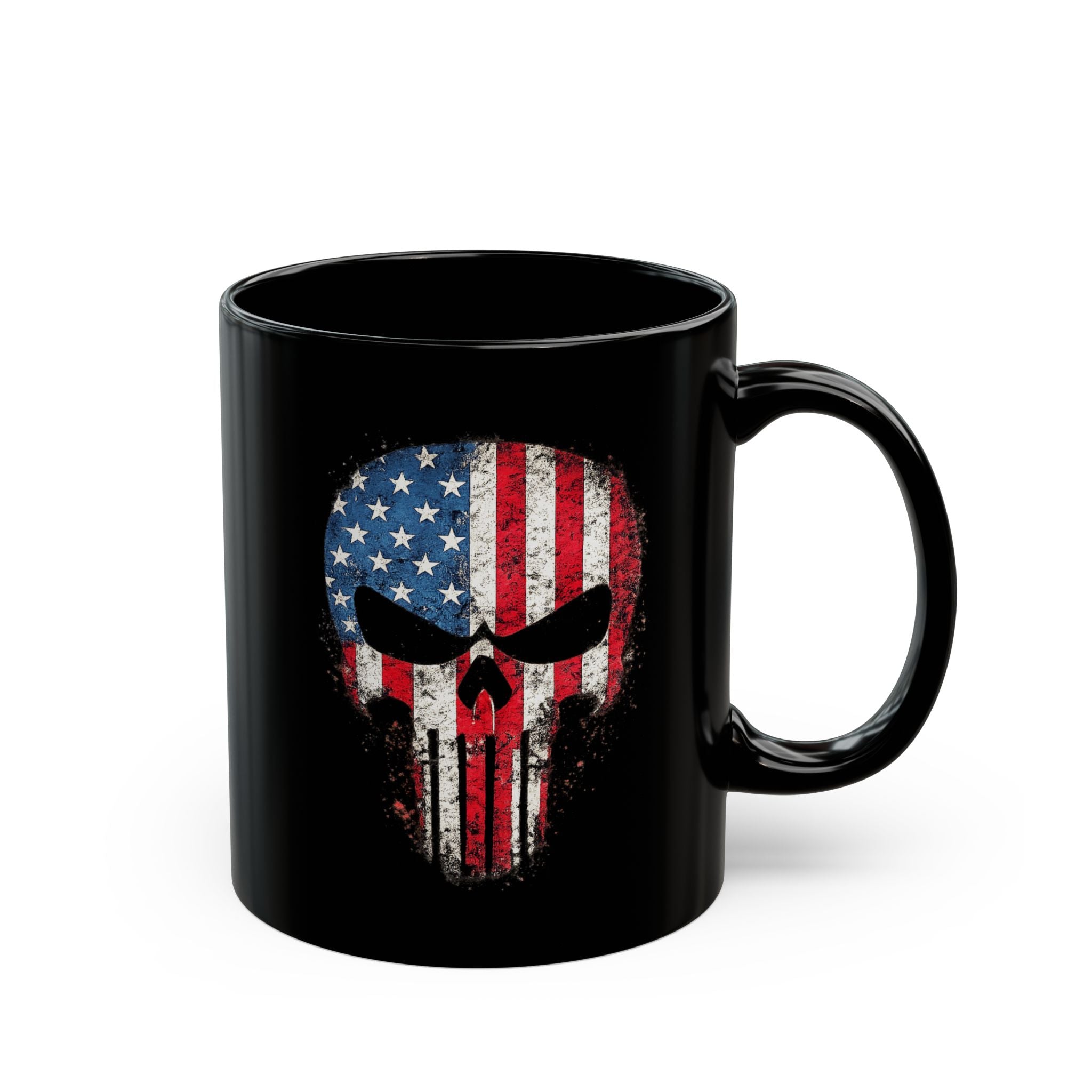 American Flag Punisher Skull Mug – Patriotic Skull Coffee Cup (11oz, 15oz)