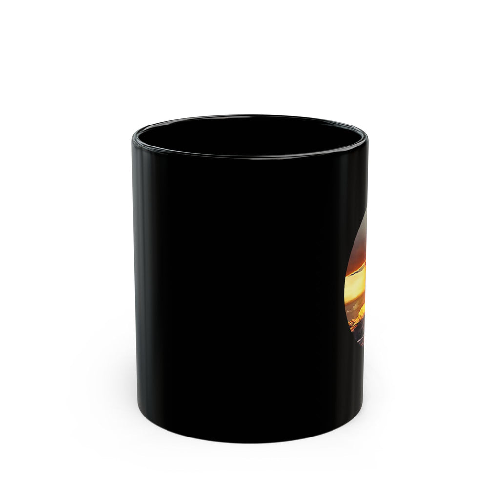 Sunset Microphone Black Mug – Retro Mic Coffee Cup (11oz, 15oz)