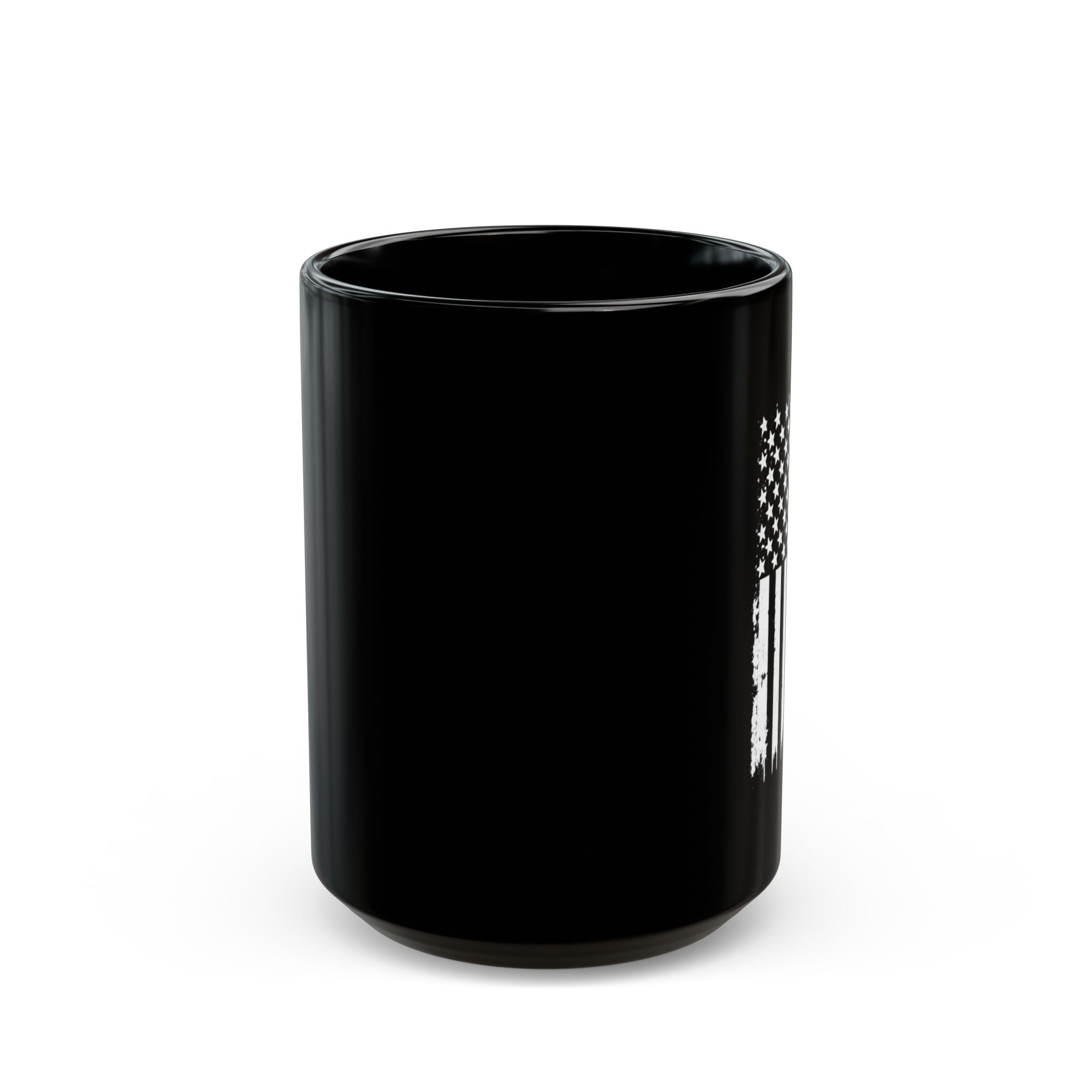 Patriotic Flag Coffee Mug — Distressed American Flag "Patriot Gear" Black Ceramic (11oz, 15oz)