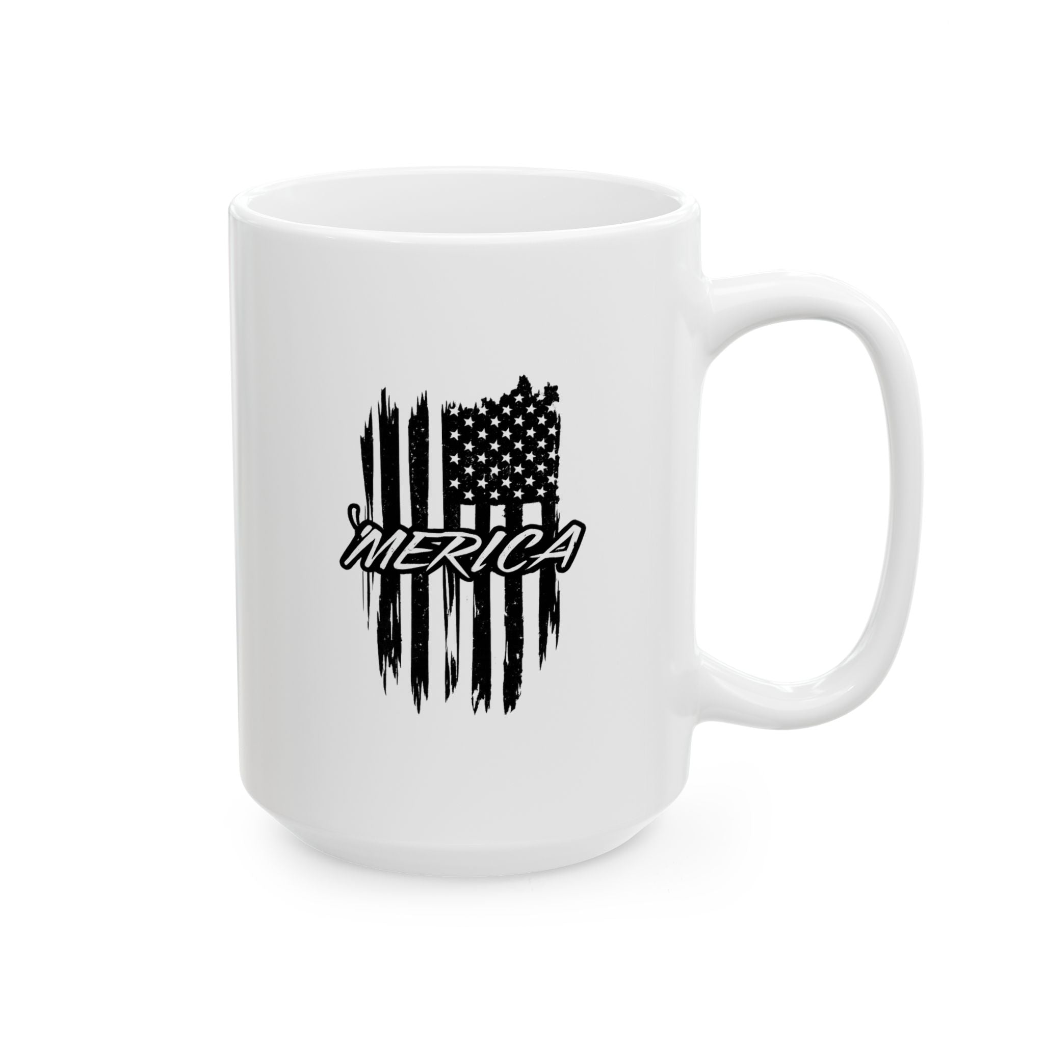 Proud American Ceramic Mug — Bold 'Support' Patriotic Coffee Cup
