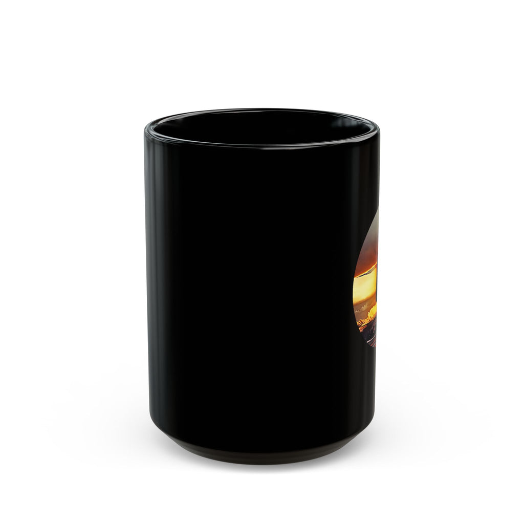 Sunset Microphone Black Mug – Retro Mic Coffee Cup (11oz, 15oz)