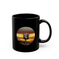 Sunset Microphone Black Mug – Retro Mic Coffee Cup (11oz, 15oz)