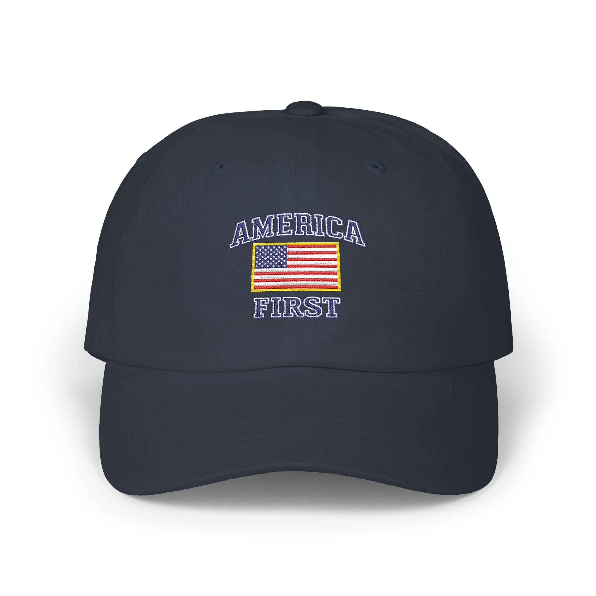 Dad Cap — "America First" Embroidered Flag Hat