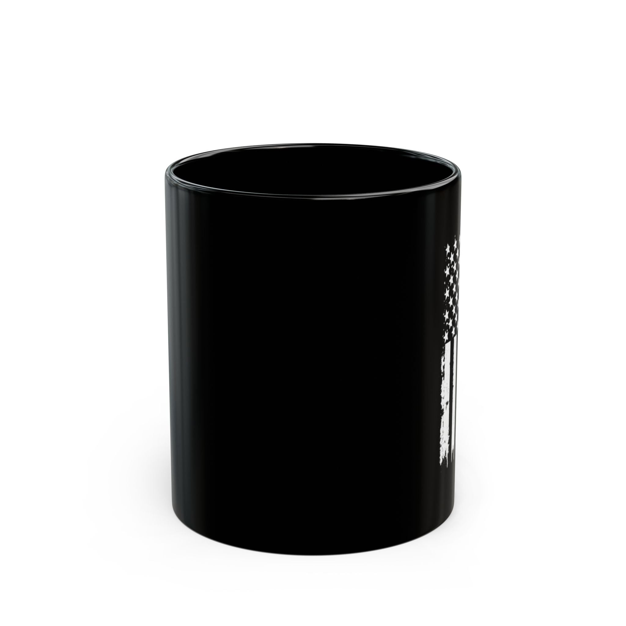 Patriotic Flag Coffee Mug — Distressed American Flag "Patriot Gear" Black Ceramic (11oz, 15oz)