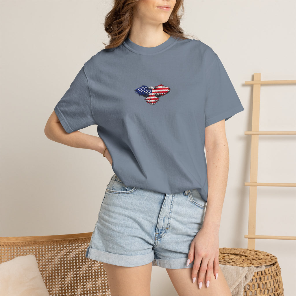 T-Shirt — 'America First' Distressed Flag Graphic