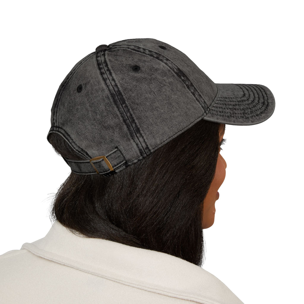 Vintage Washed Cap with American Flag Embroidered Heart