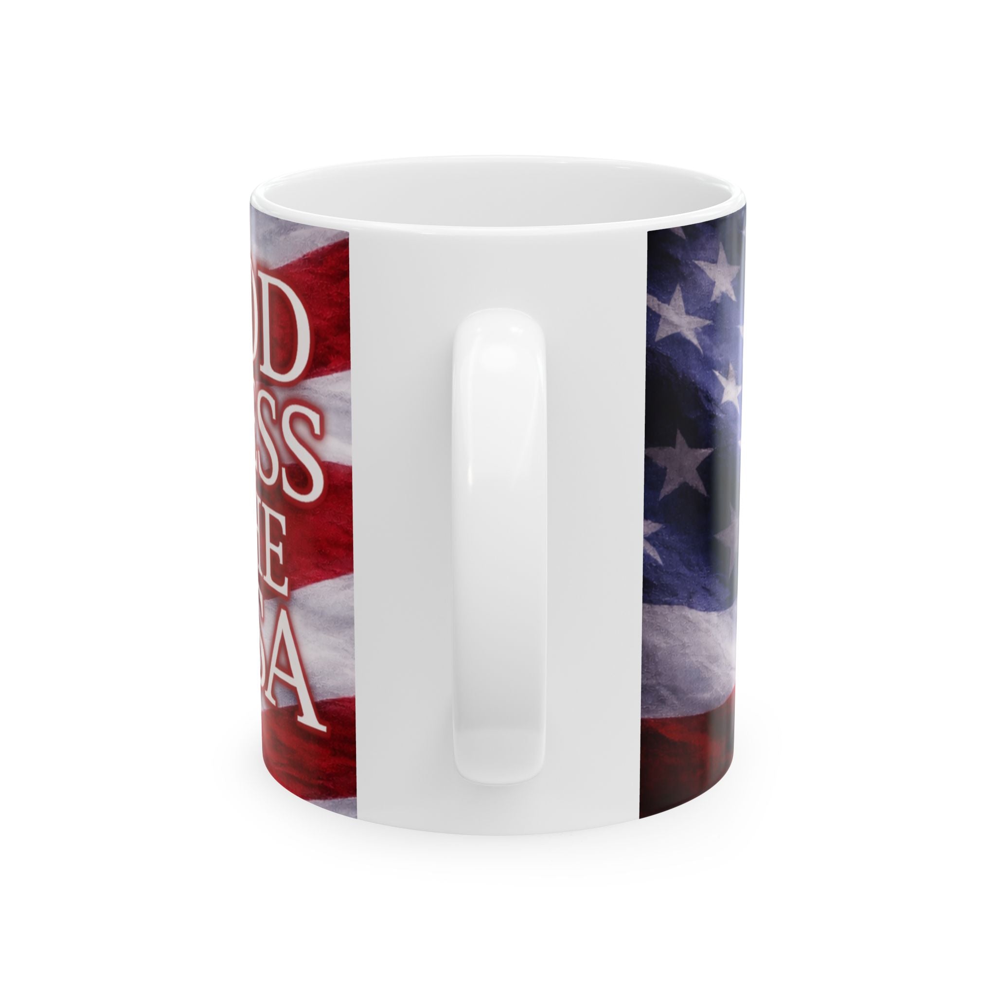 Patriotic American Flag Ceramic Mug – God Bless USA 11oz & 15oz