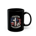 Faith & Freedom Coffee Mug – Patriotic Cross with American Flag (11oz/15oz)