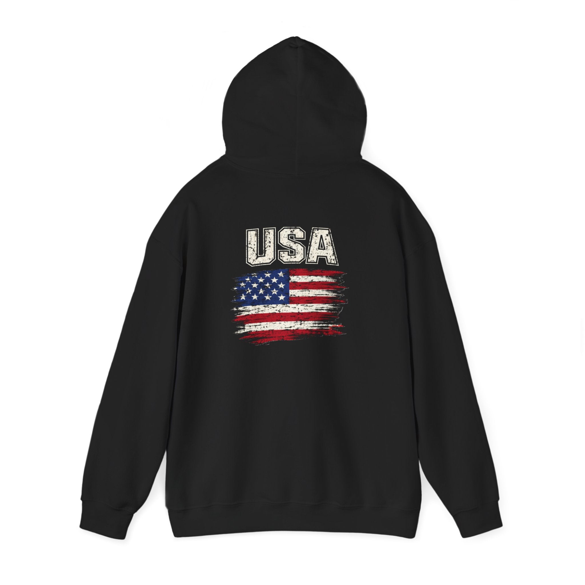 USA Flag Hoodie - Distressed American Flag Graphic Patriotic Pullover