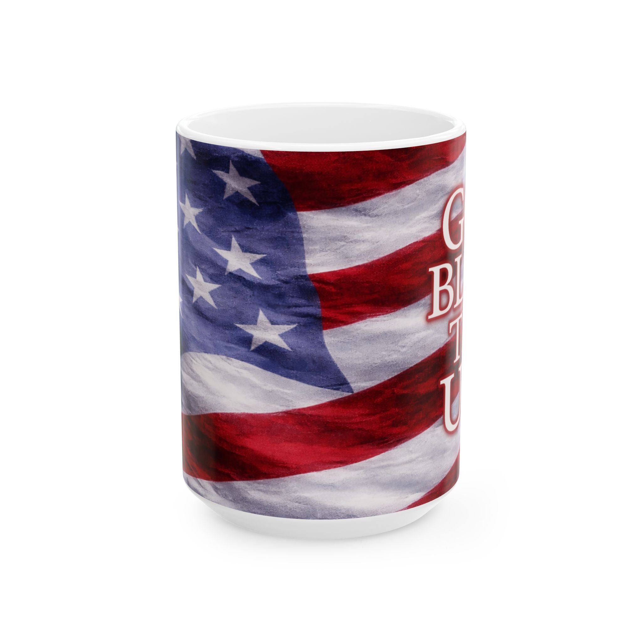 Patriotic American Flag Ceramic Mug – God Bless USA 11oz & 15oz