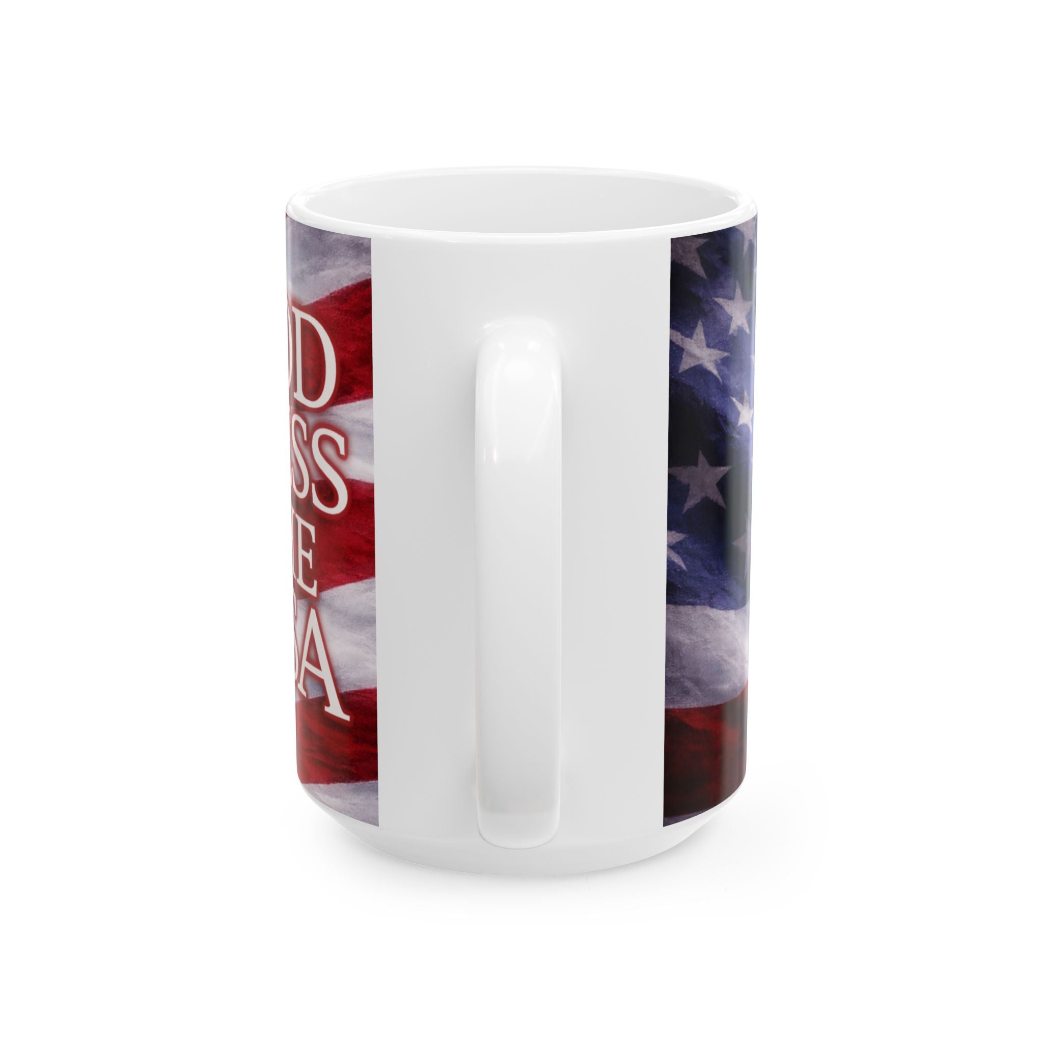 Patriotic American Flag Ceramic Mug – God Bless USA 11oz & 15oz
