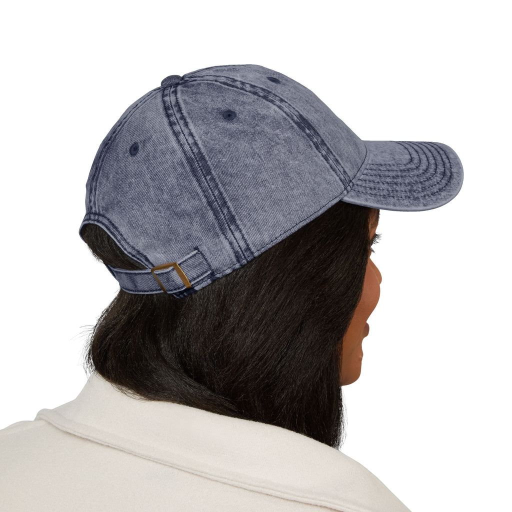 Vintage Washed Cap with American Flag Embroidered Heart
