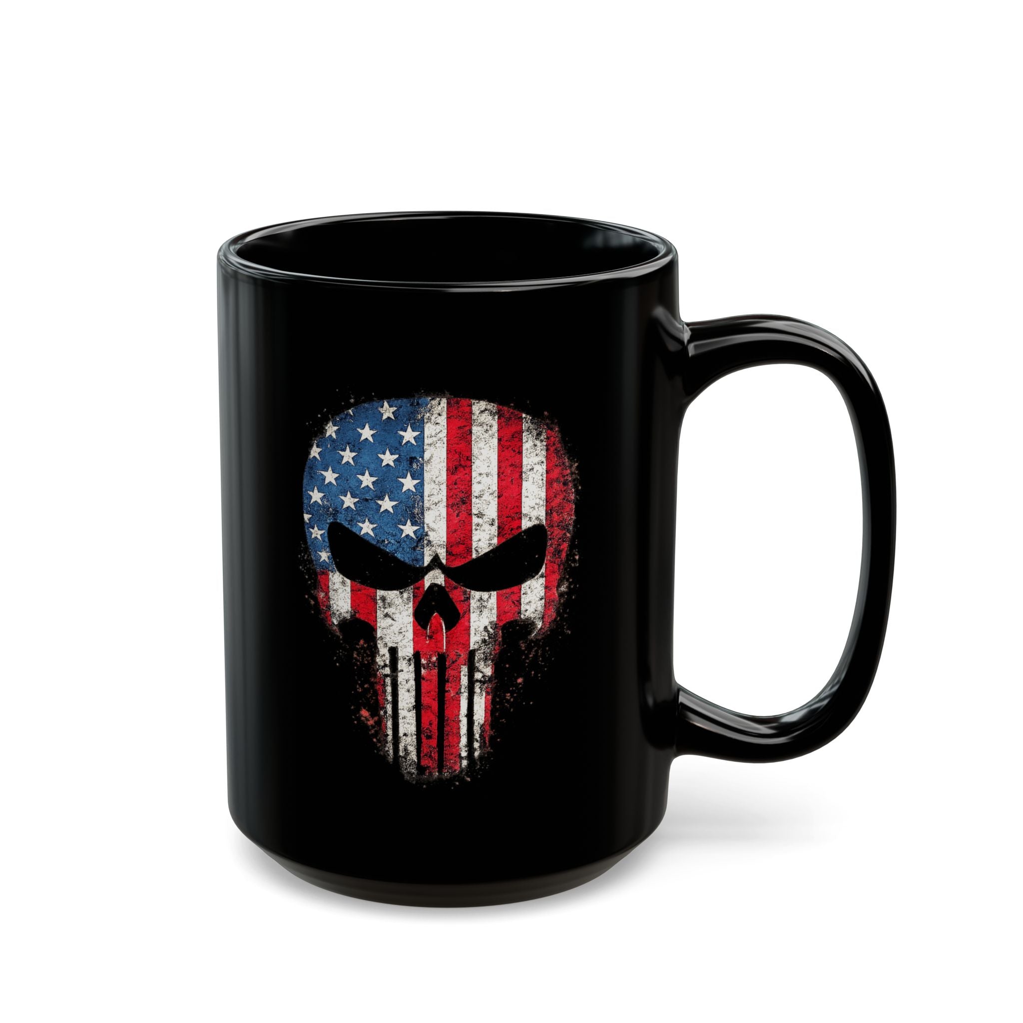 American Flag Punisher Skull Mug – Patriotic Skull Coffee Cup (11oz, 15oz)