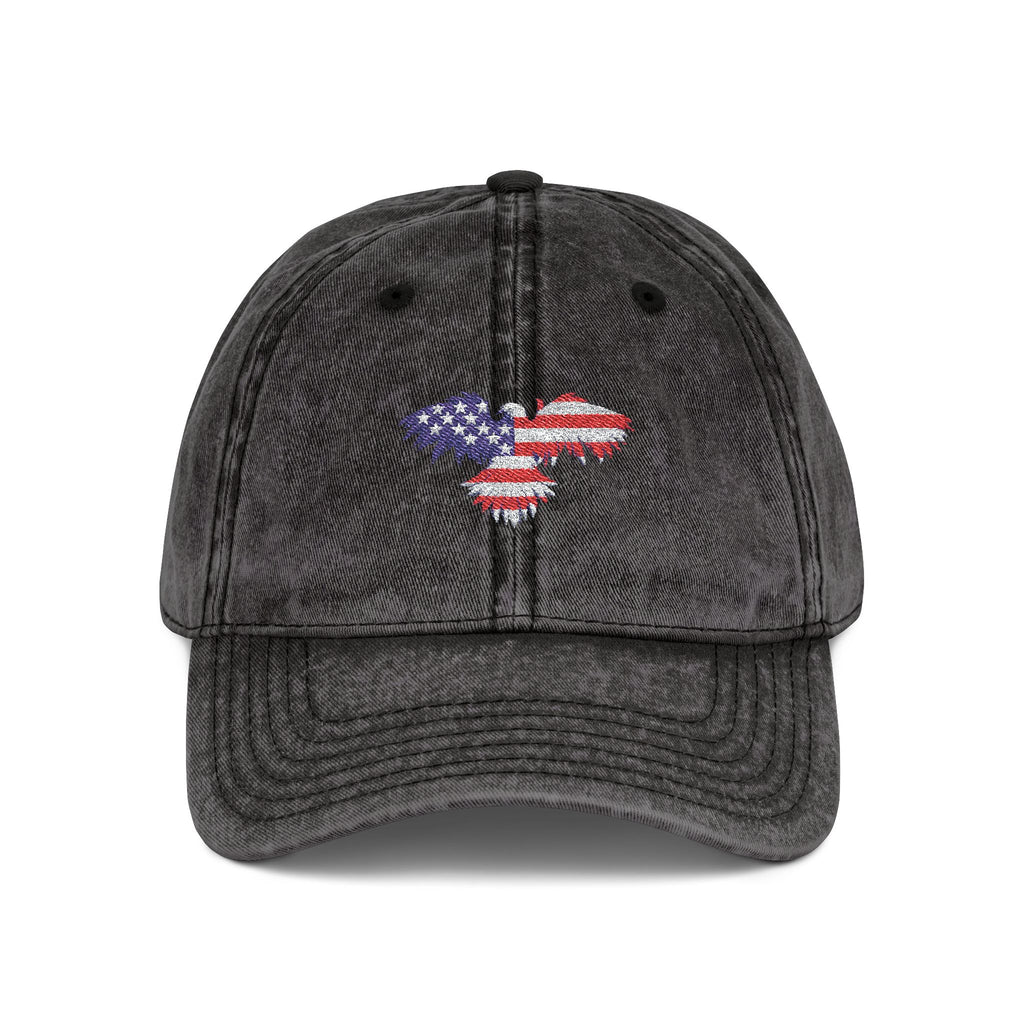 Vintage Washed Cap with American Flag Embroidered Heart