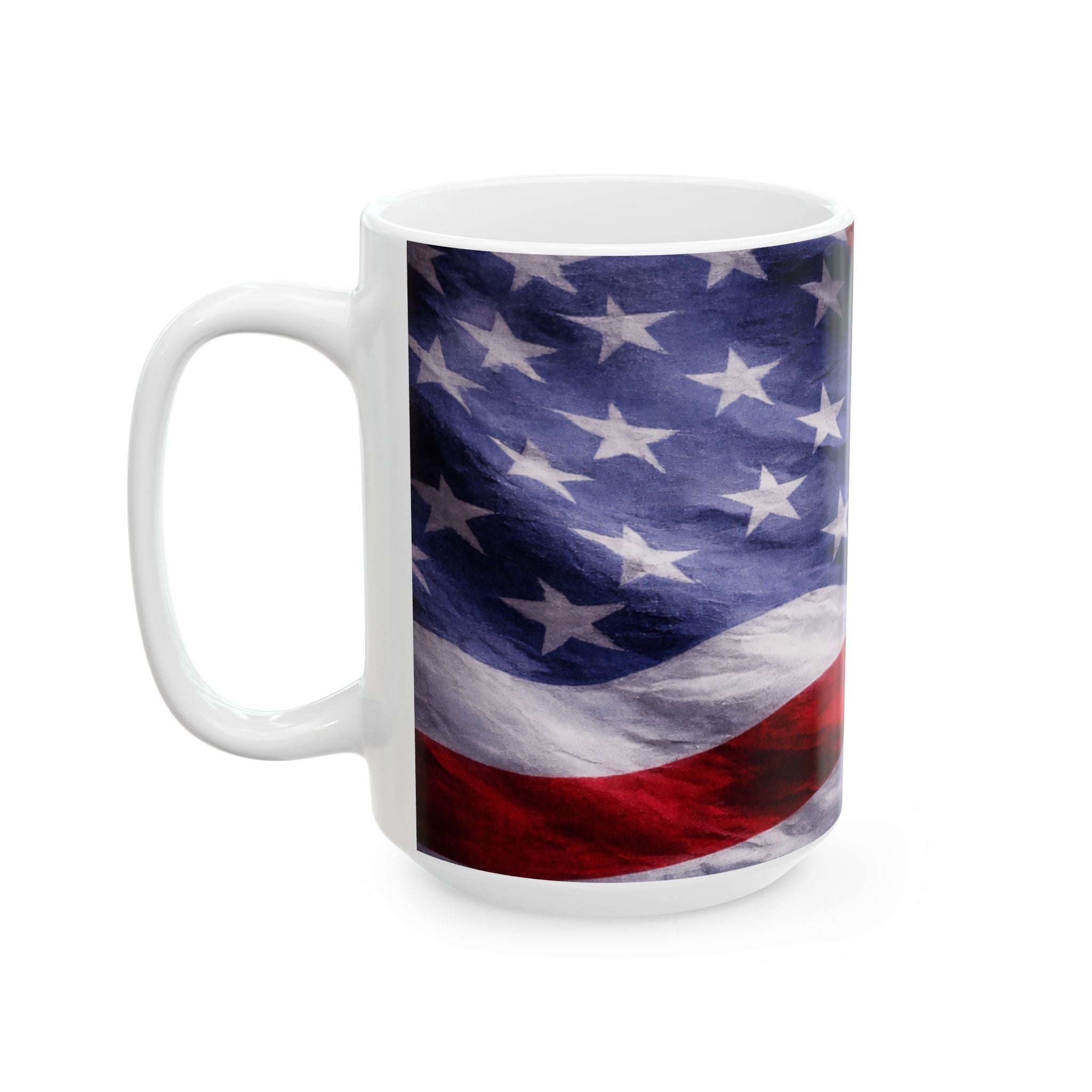 Patriotic American Flag Ceramic Mug – God Bless USA 11oz & 15oz
