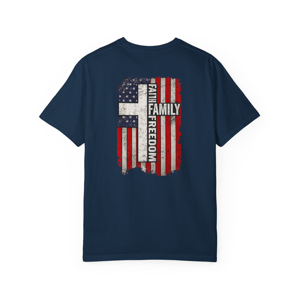 Faith Family Freedom T-Shirt — American Flag Patriotic Tee