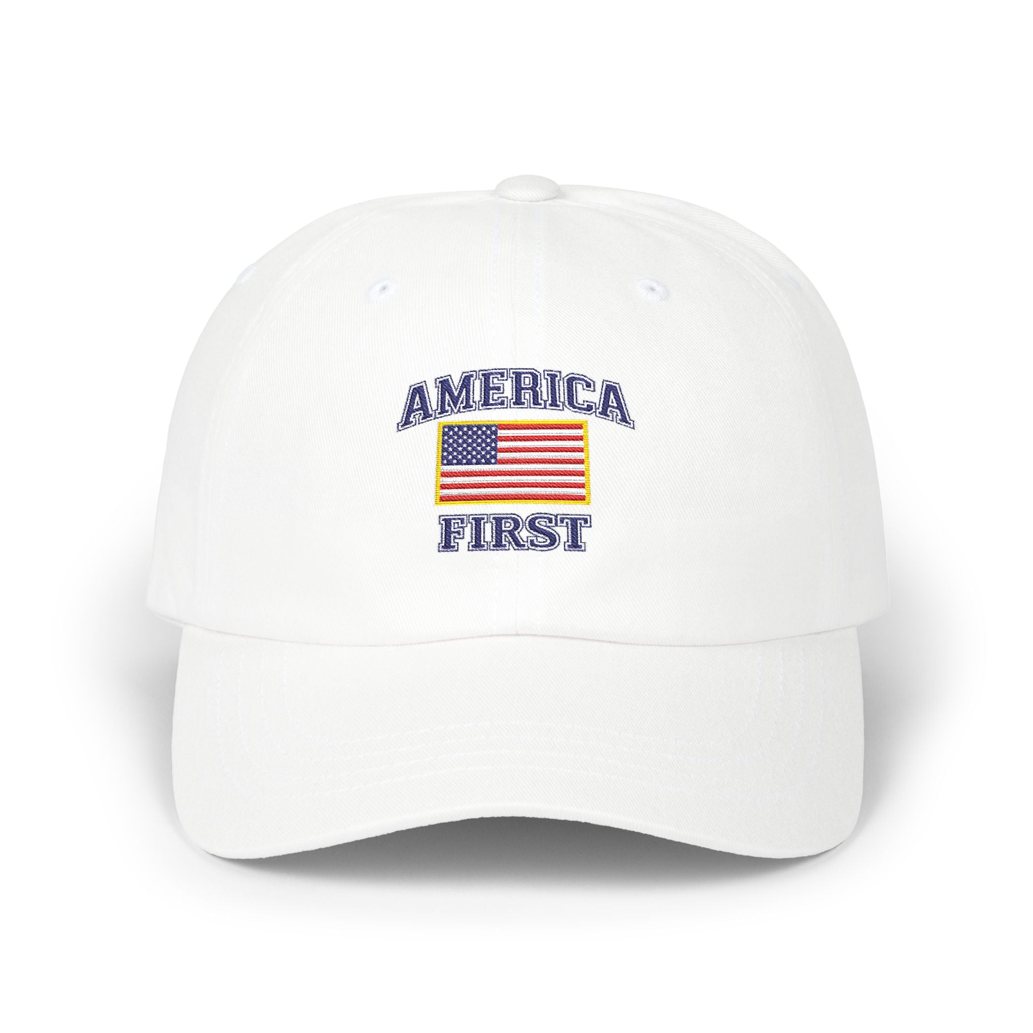 Dad Cap — "America First" Embroidered Flag Hat