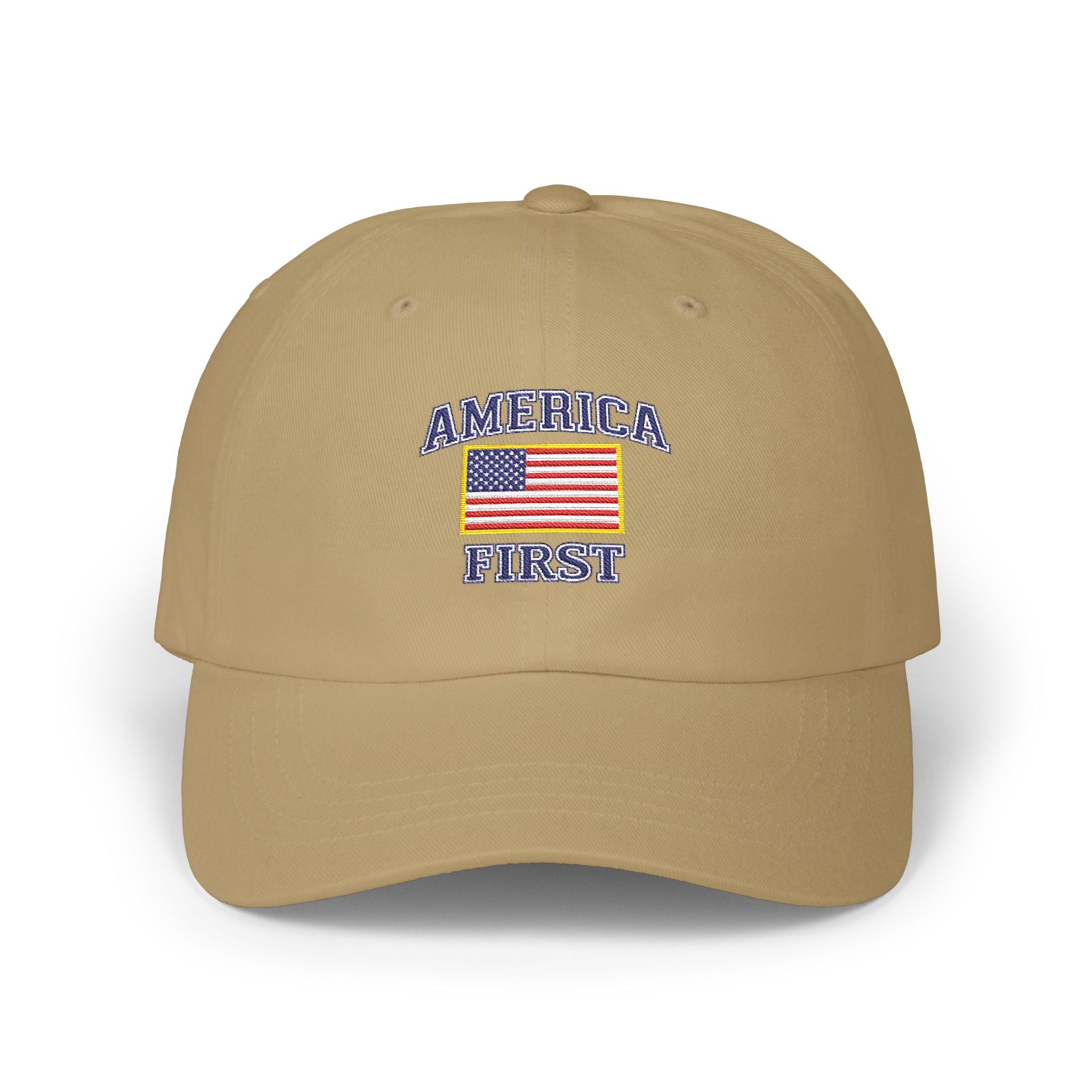 Dad Cap — "America First" Embroidered Flag Hat