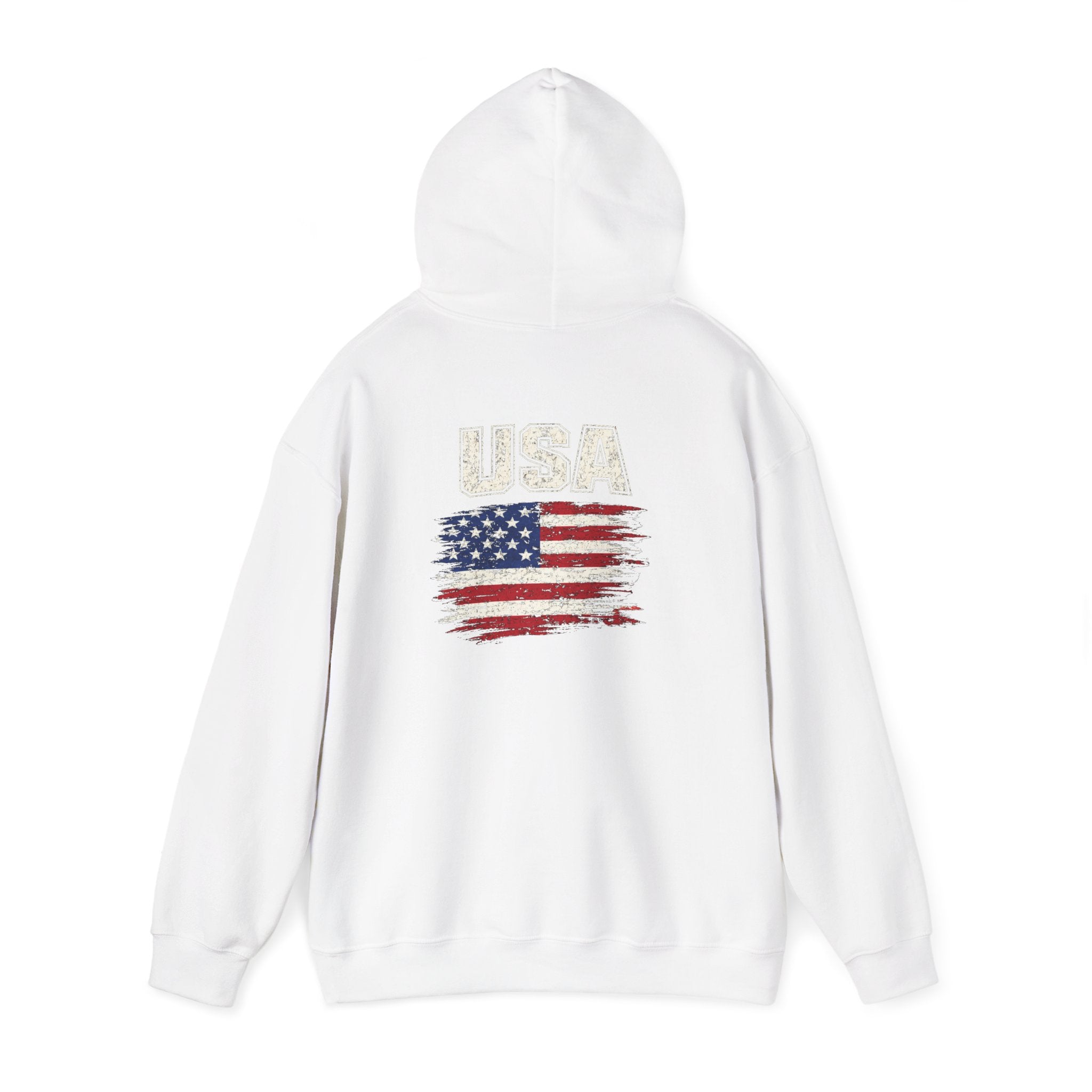 USA Flag Hoodie - Distressed American Flag Graphic Patriotic Pullover