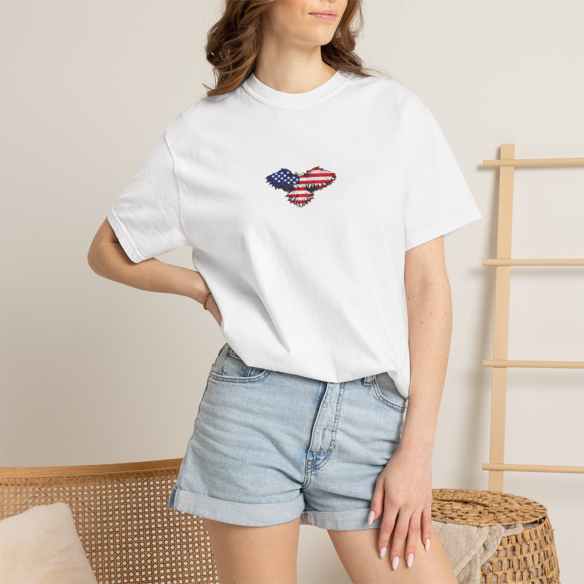 T-Shirt — 'America First' Distressed Flag Graphic