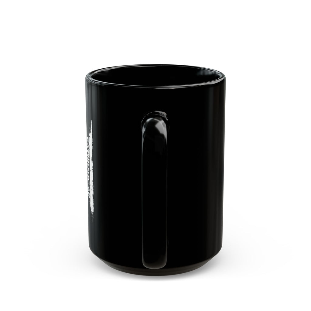 Patriotic Flag Coffee Mug — Distressed American Flag "Patriot Gear" Black Ceramic (11oz, 15oz)