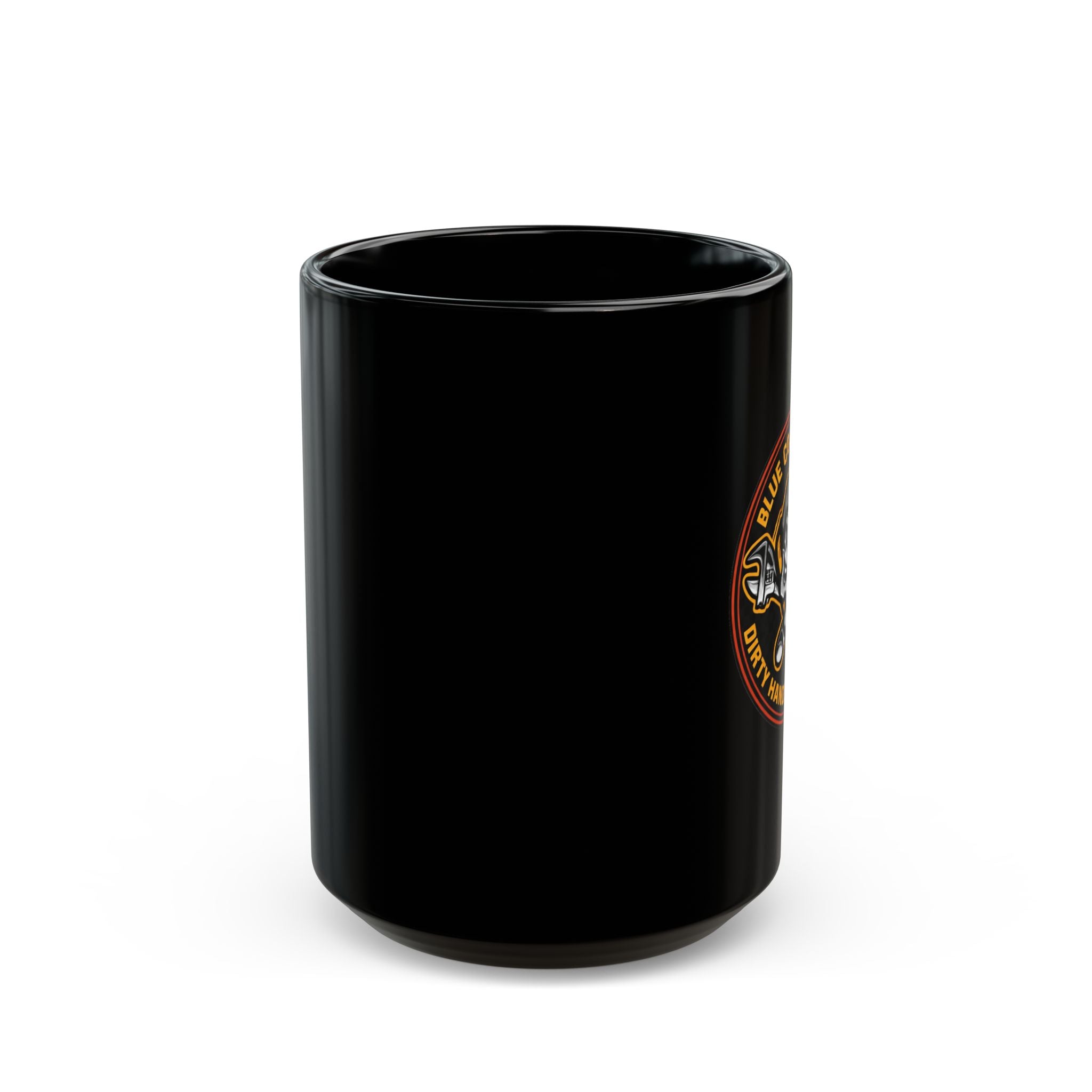Blue Collar Pride Skull Mug — "Dirty Hands 100% Hustle" Black Coffee Cup (11oz/15oz)