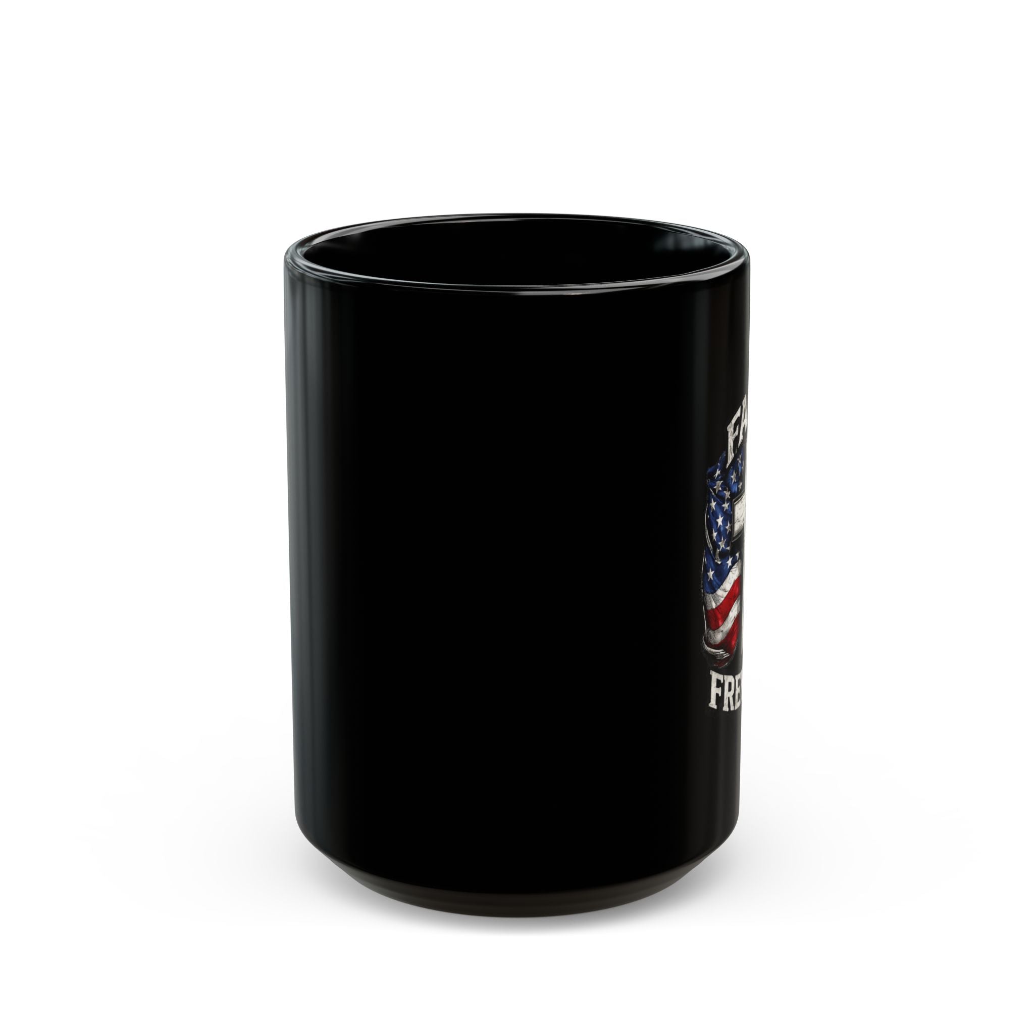 Faith & Freedom Coffee Mug – Patriotic Cross with American Flag (11oz/15oz)