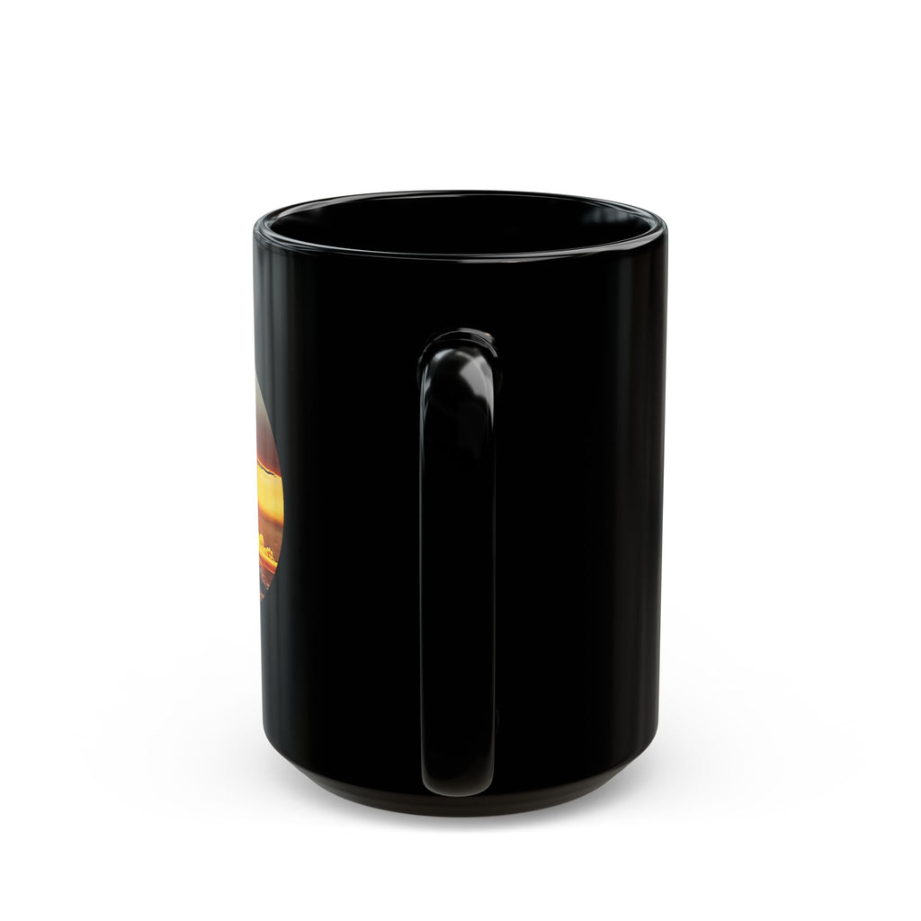 Sunset Microphone Black Mug – Retro Mic Coffee Cup (11oz, 15oz)