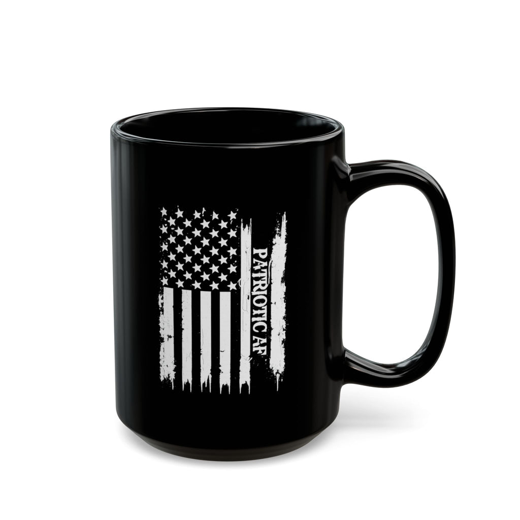 Patriotic Flag Coffee Mug — Distressed American Flag "Patriot Gear" Black Ceramic (11oz, 15oz)