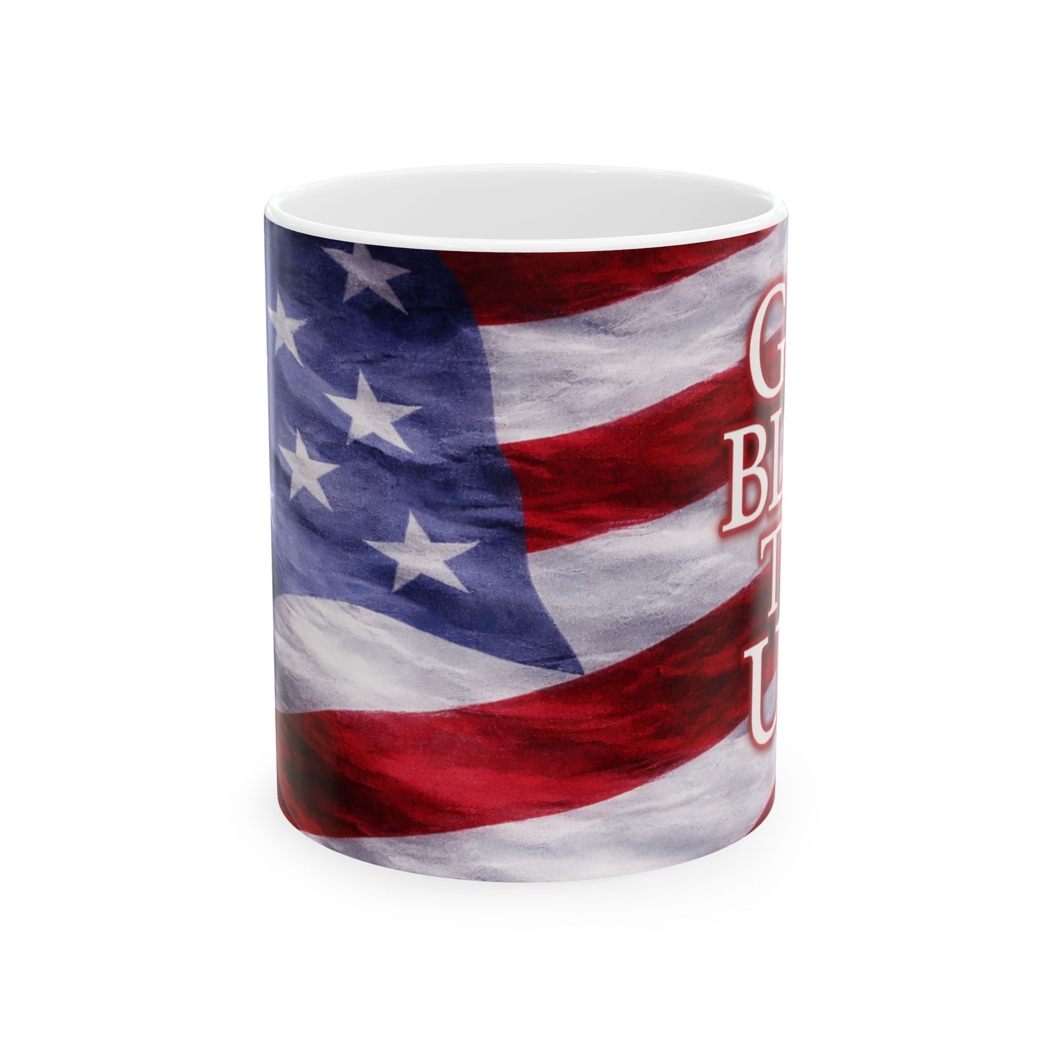 Patriotic American Flag Ceramic Mug – God Bless USA 11oz & 15oz