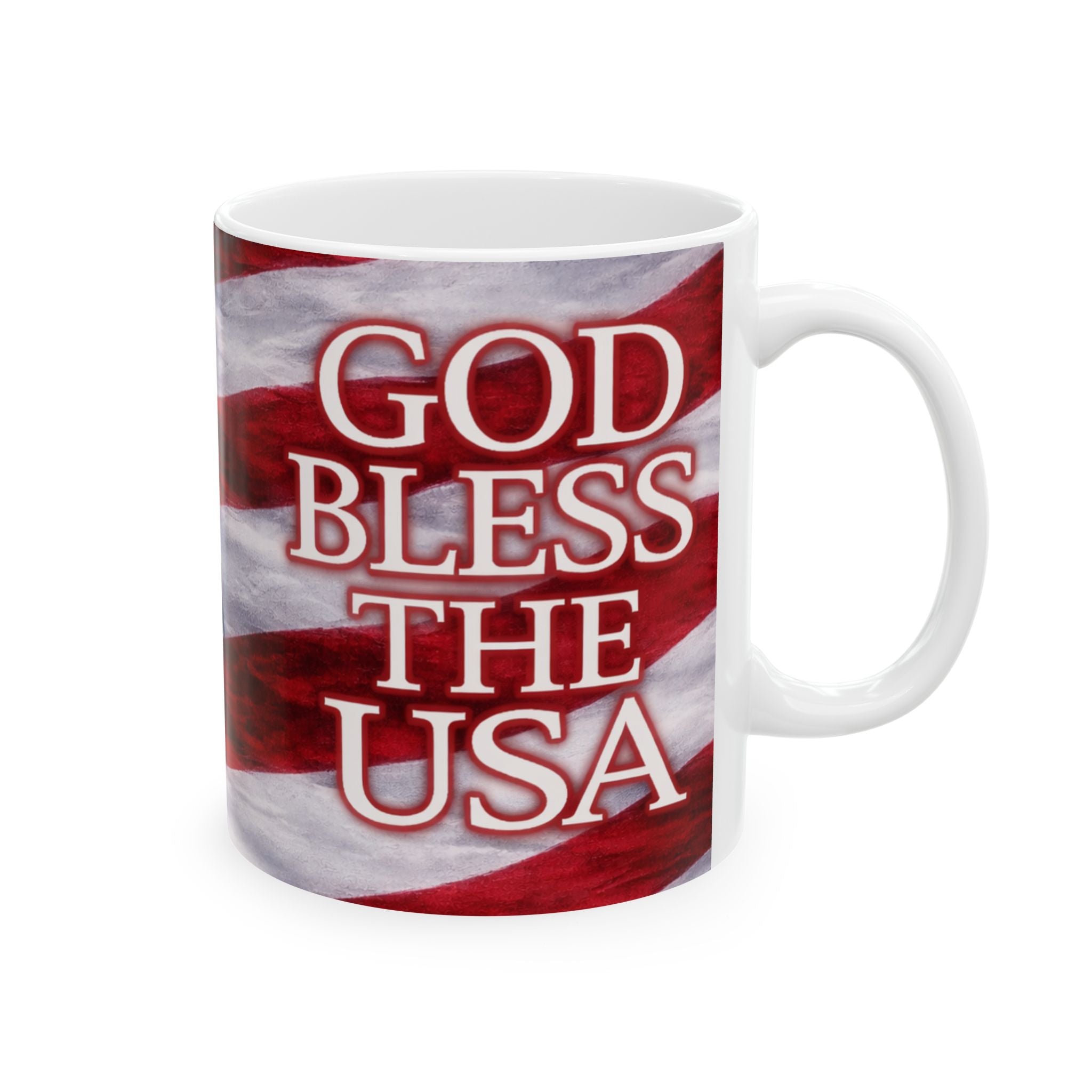Patriotic American Flag Ceramic Mug – God Bless USA 11oz & 15oz