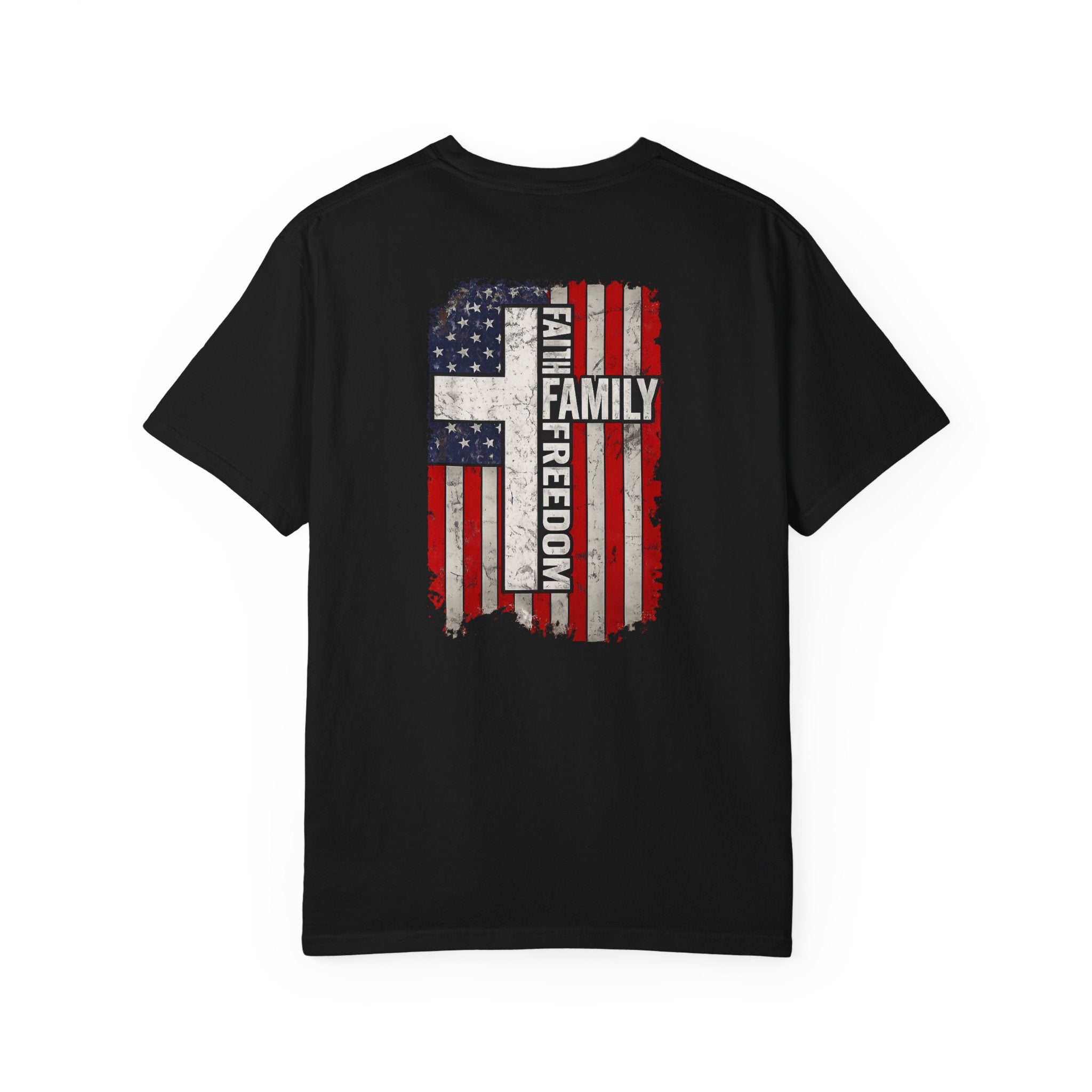 Faith Family Freedom T-Shirt — American Flag Patriotic Tee