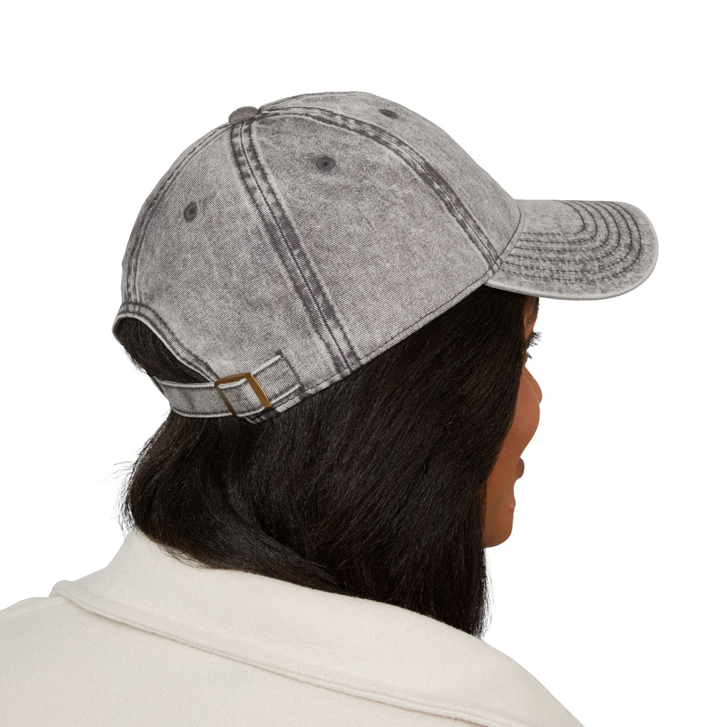 Vintage Washed Cap with American Flag Embroidered Heart