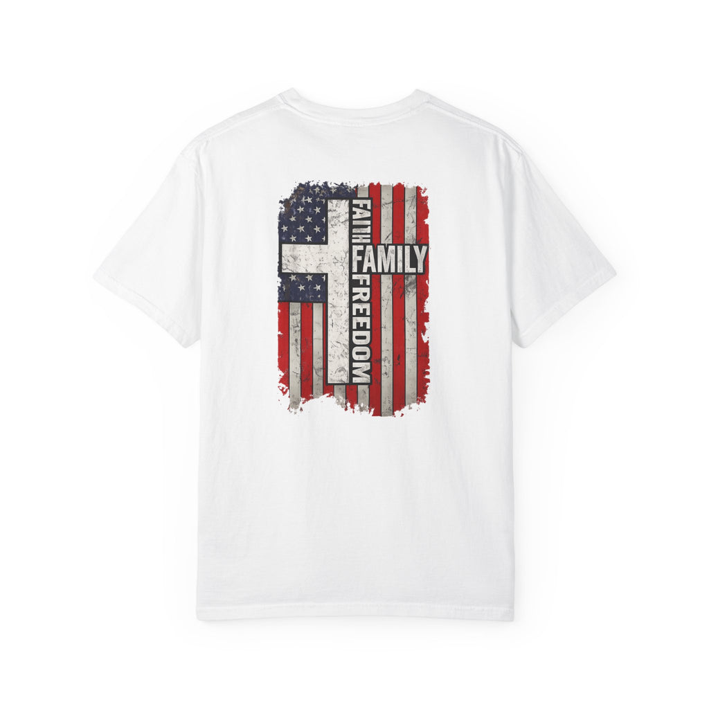 Faith Family Freedom T-Shirt — American Flag Patriotic Tee