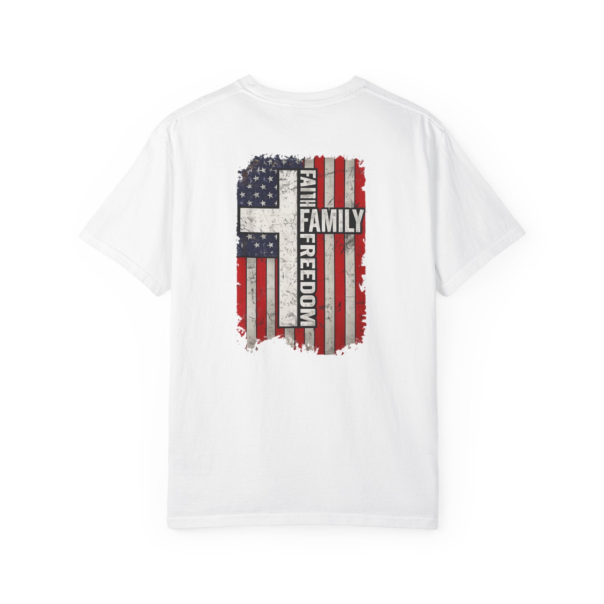 Faith Family Freedom T-Shirt — American Flag Patriotic Tee