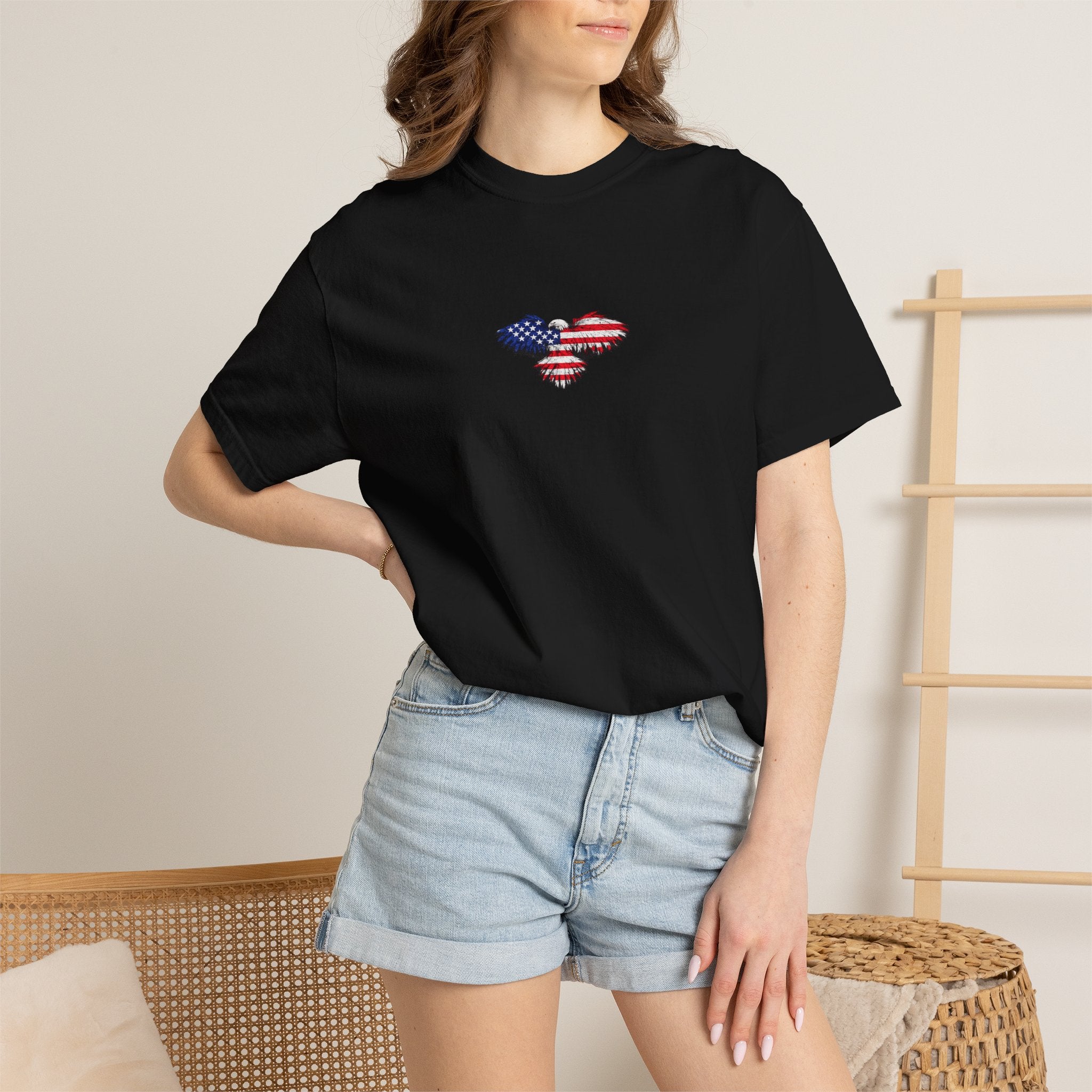 T-Shirt — 'America First' Distressed Flag Graphic