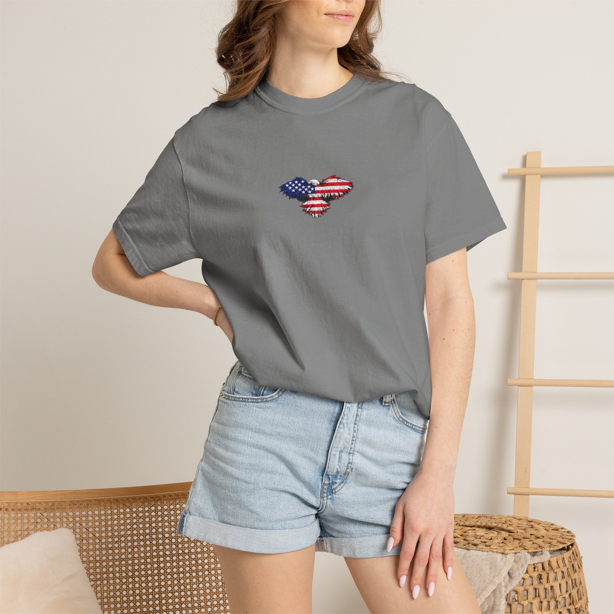 T-Shirt — 'America First' Distressed Flag Graphic